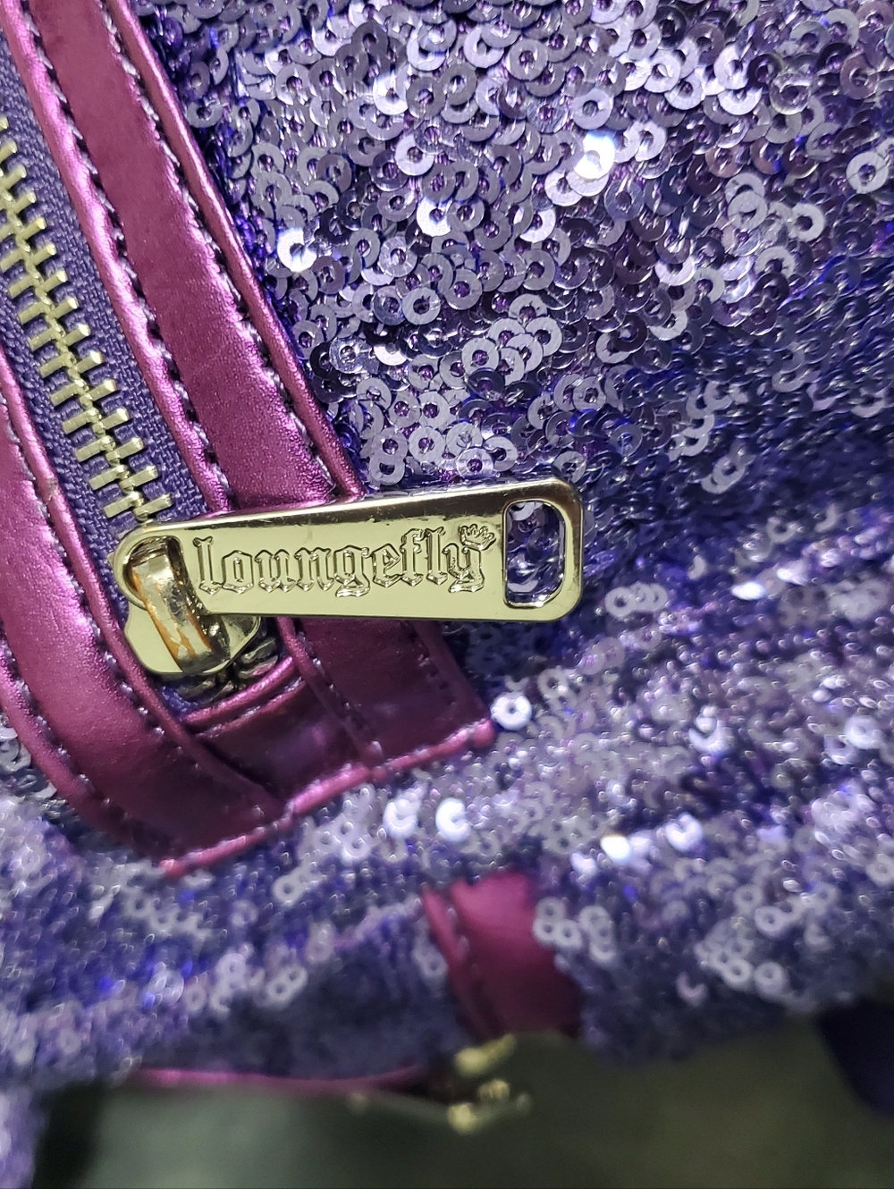 DisneyLoungefly Purple Sequin Backpack - Picture 13 of 13